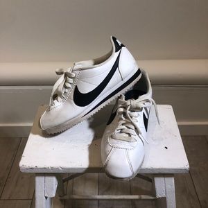 Black and White Nike Cortez Sneakers
